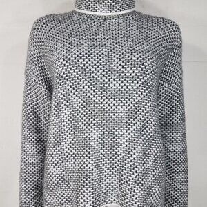 Christian Siriano black white luxury turtleneck pullover sweater ladies Medium